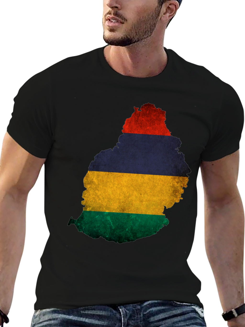 Mauritius Flag Map Graphic T-Shirt