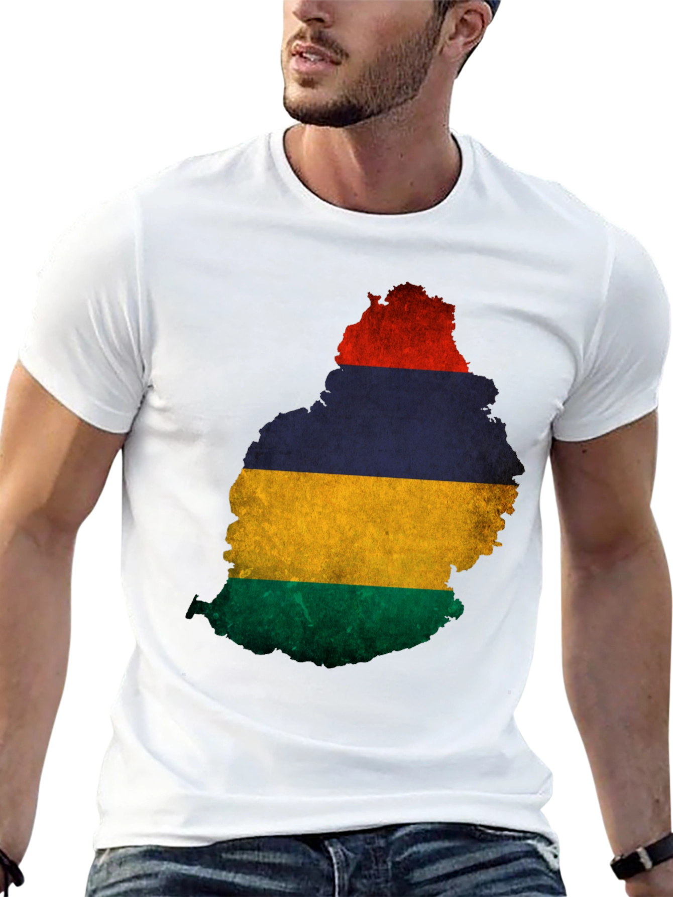 Mauritius Flag Map Graphic T-Shirt