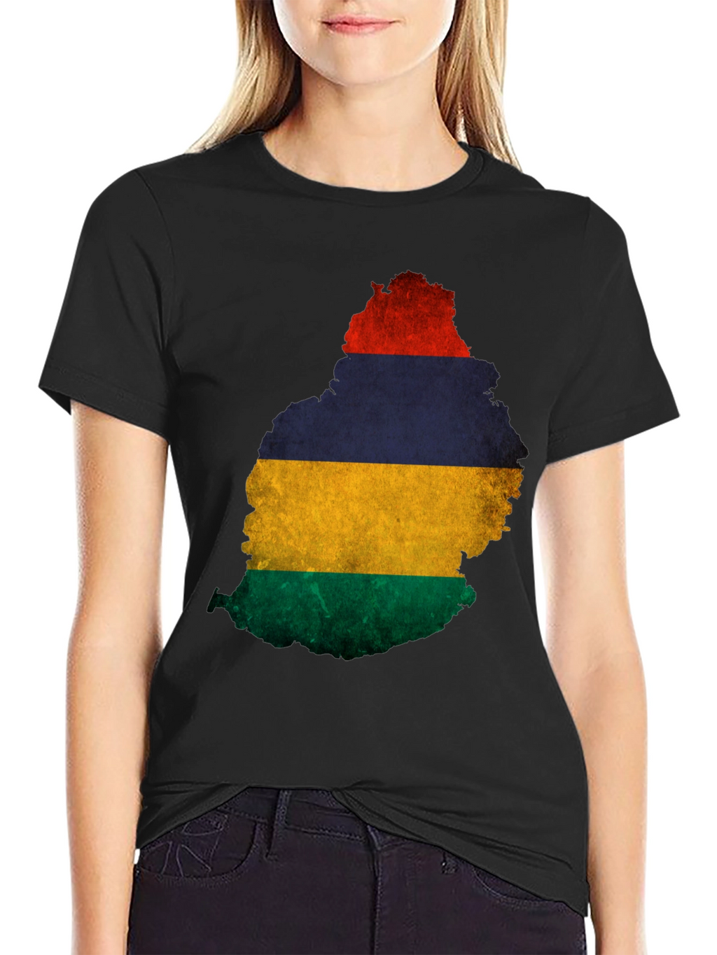 Mauritius Flag Map Graphic T-Shirt