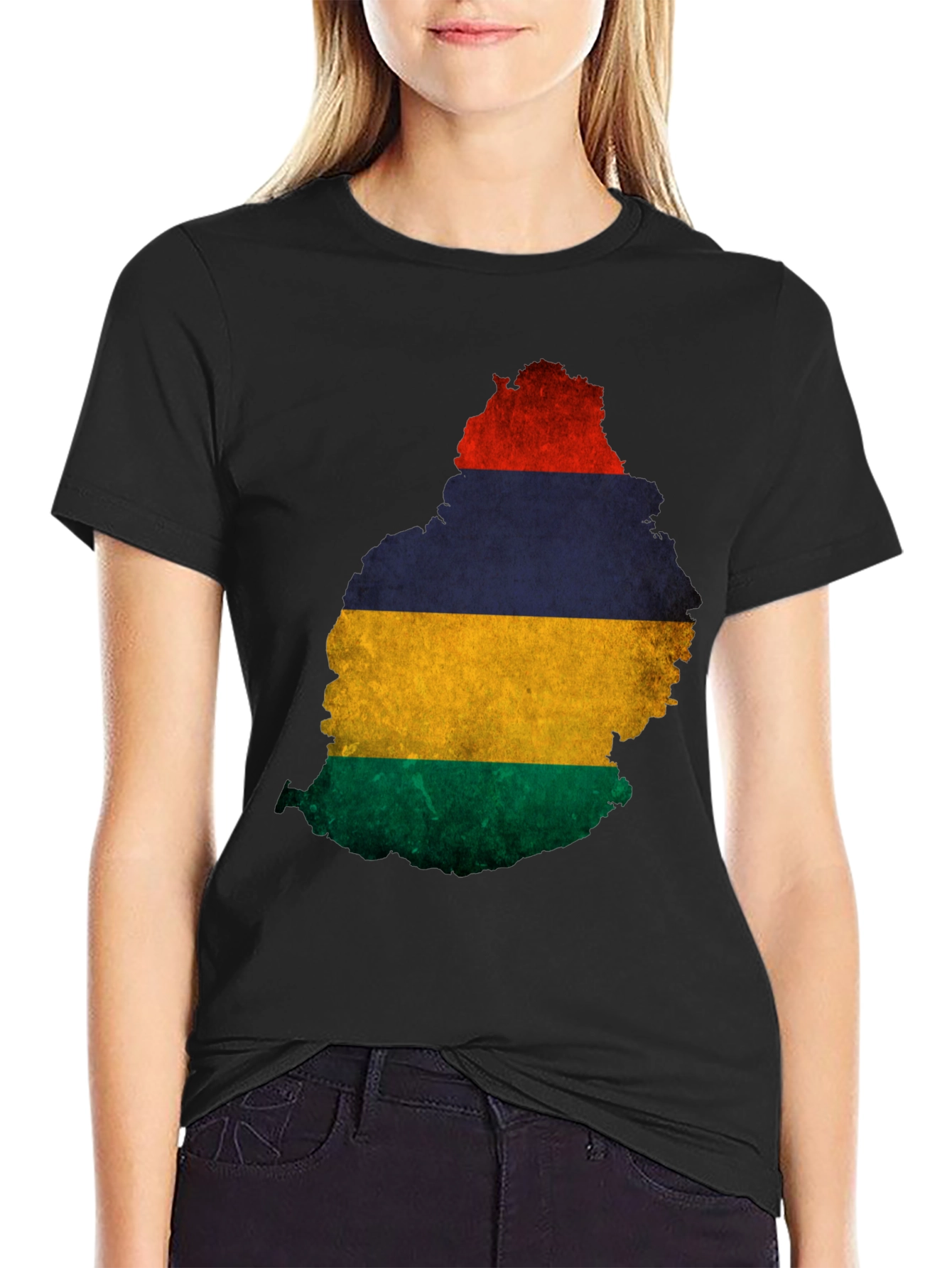 Mauritius Flag Map Graphic T-Shirt