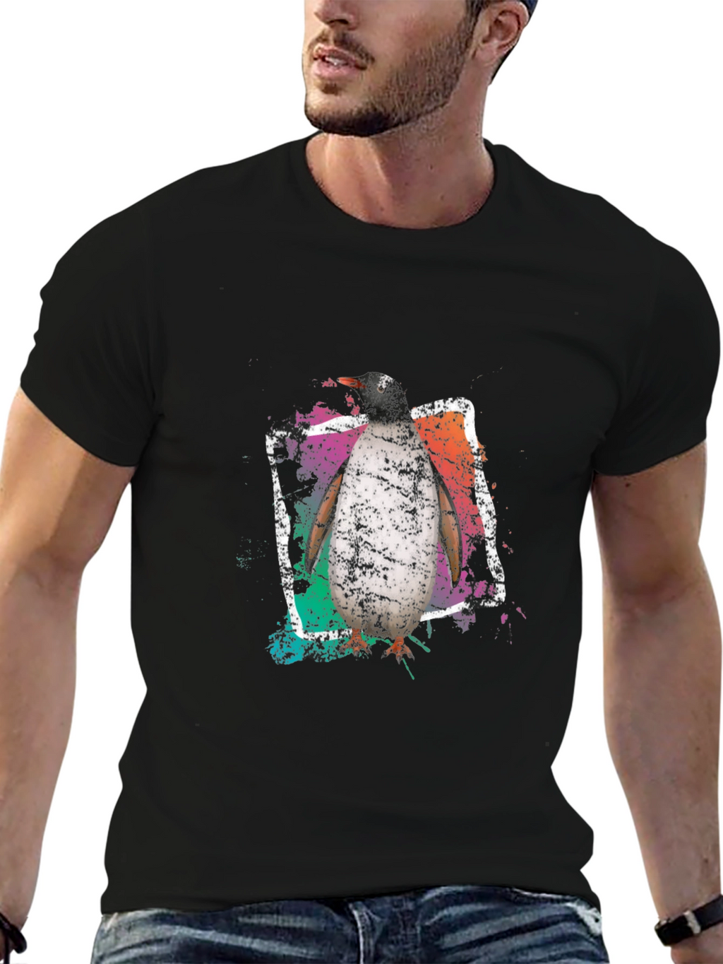 Penguin Graphic Tee - Cool Black Cotton T-Shirt