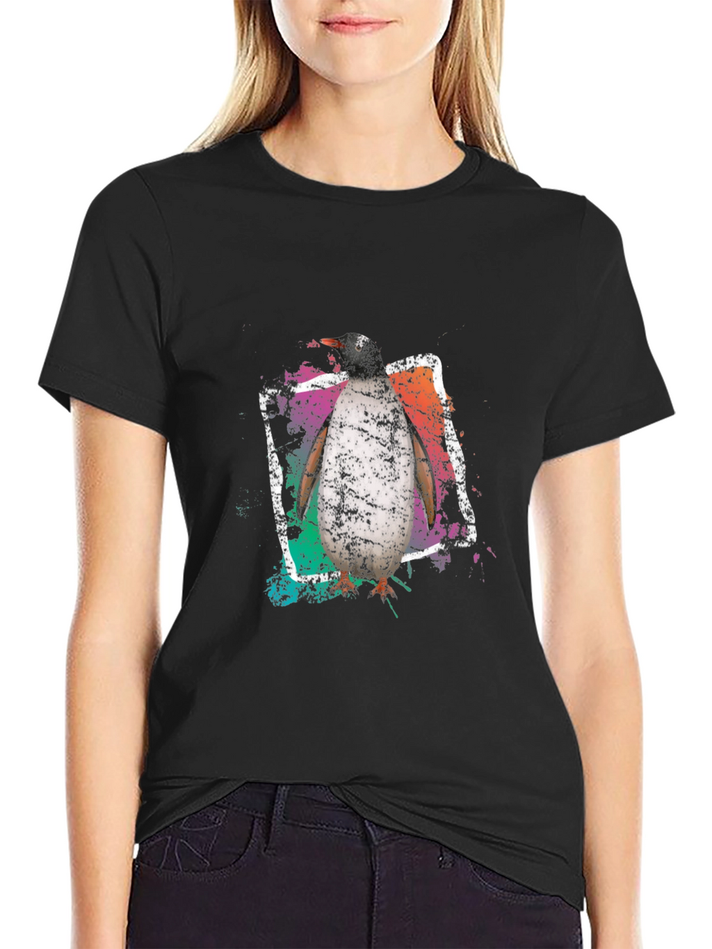 Penguin Graphic Tee - Cool Black Cotton T-Shirt