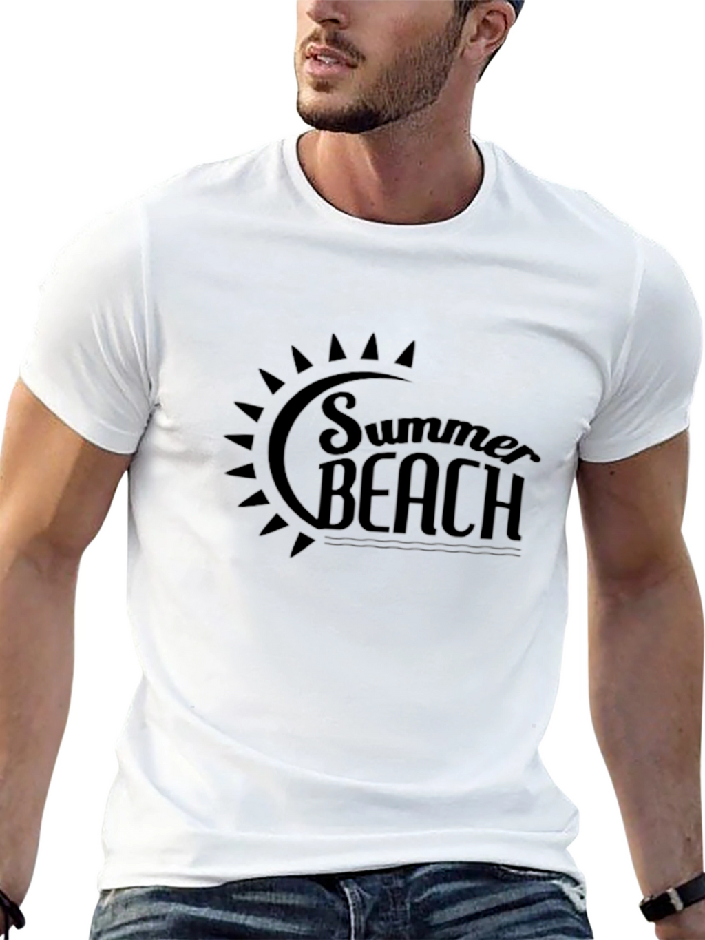 Summer Beach T-Shirt - Black Cotton Tee