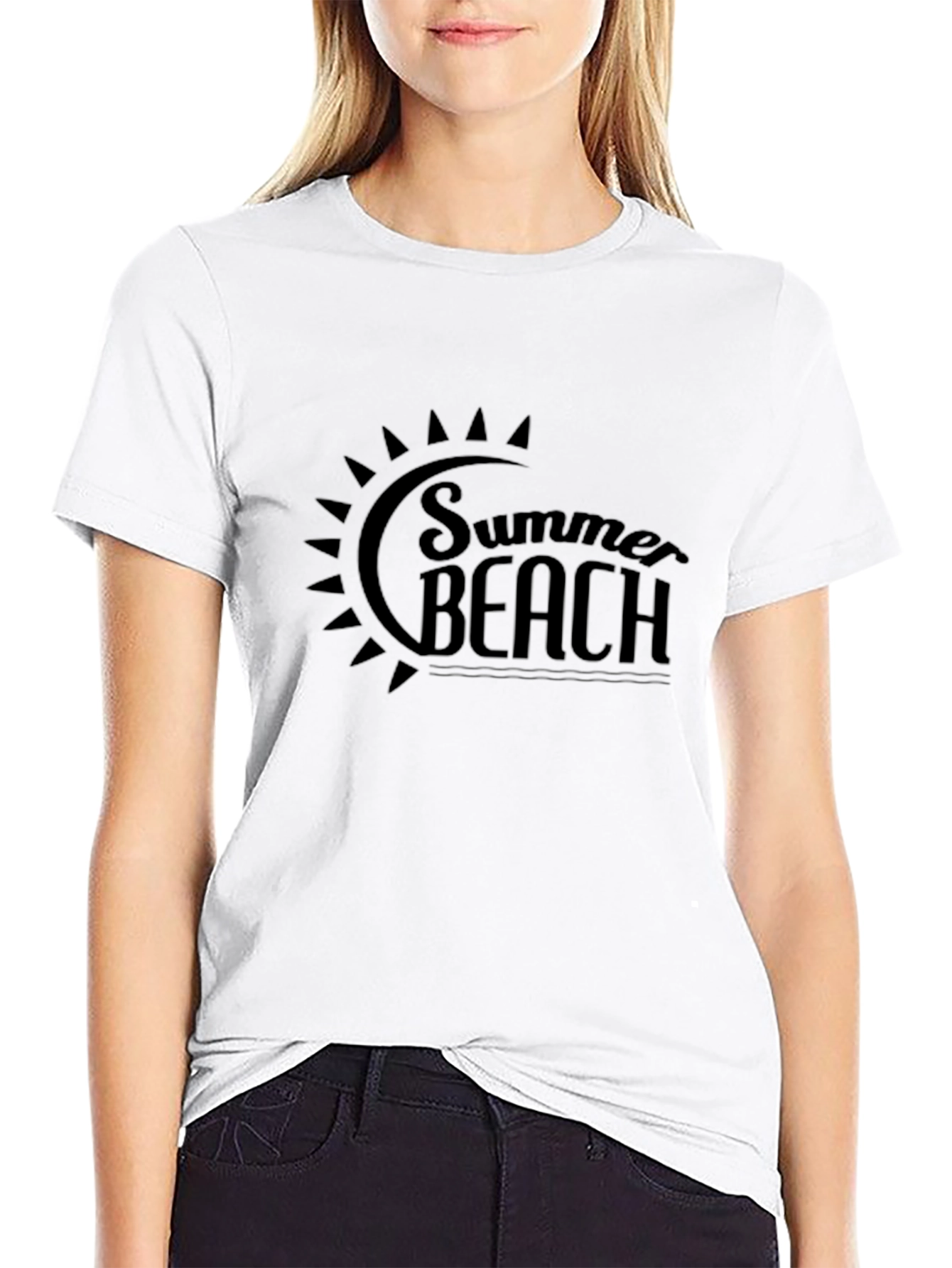 Summer Beach T-Shirt - Black Cotton Tee