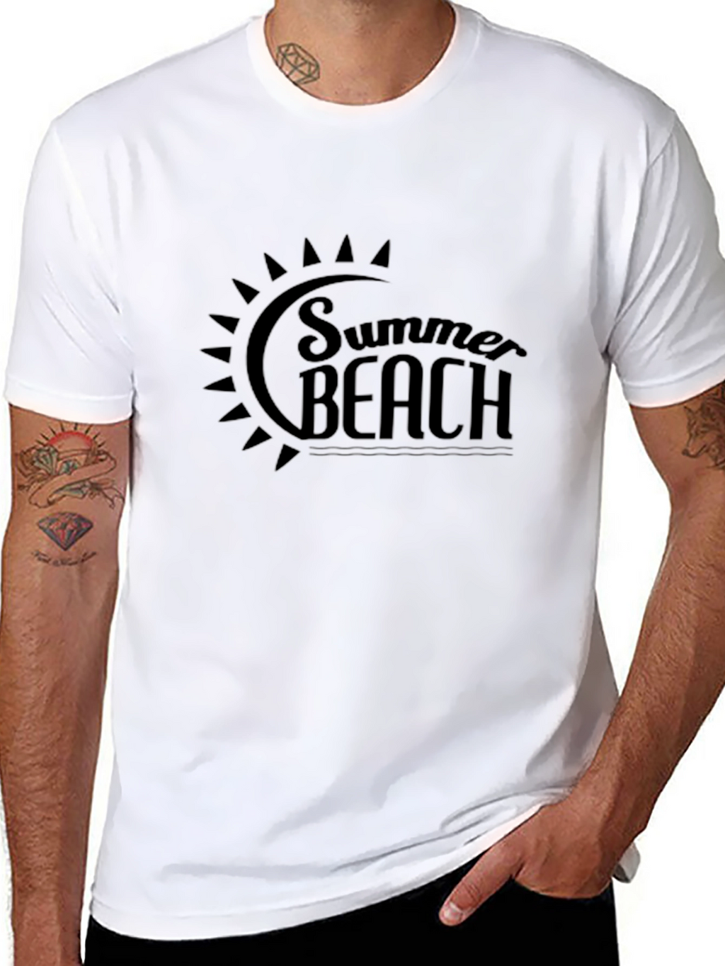 Summer Beach T-Shirt - Black Cotton Tee