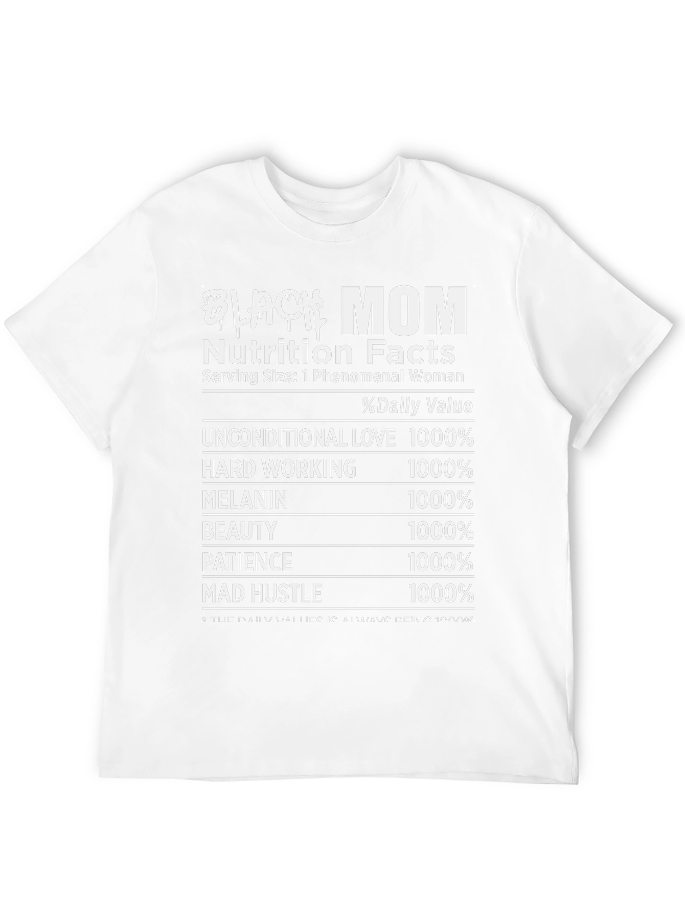 Black Mom Nutrition Facts Graphic Tee