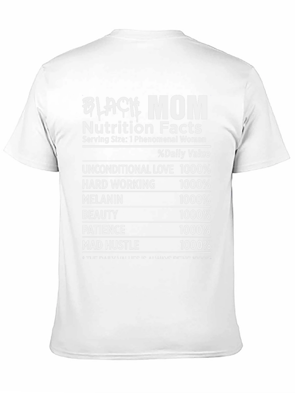 Black Mom Nutrition Facts Graphic Tee