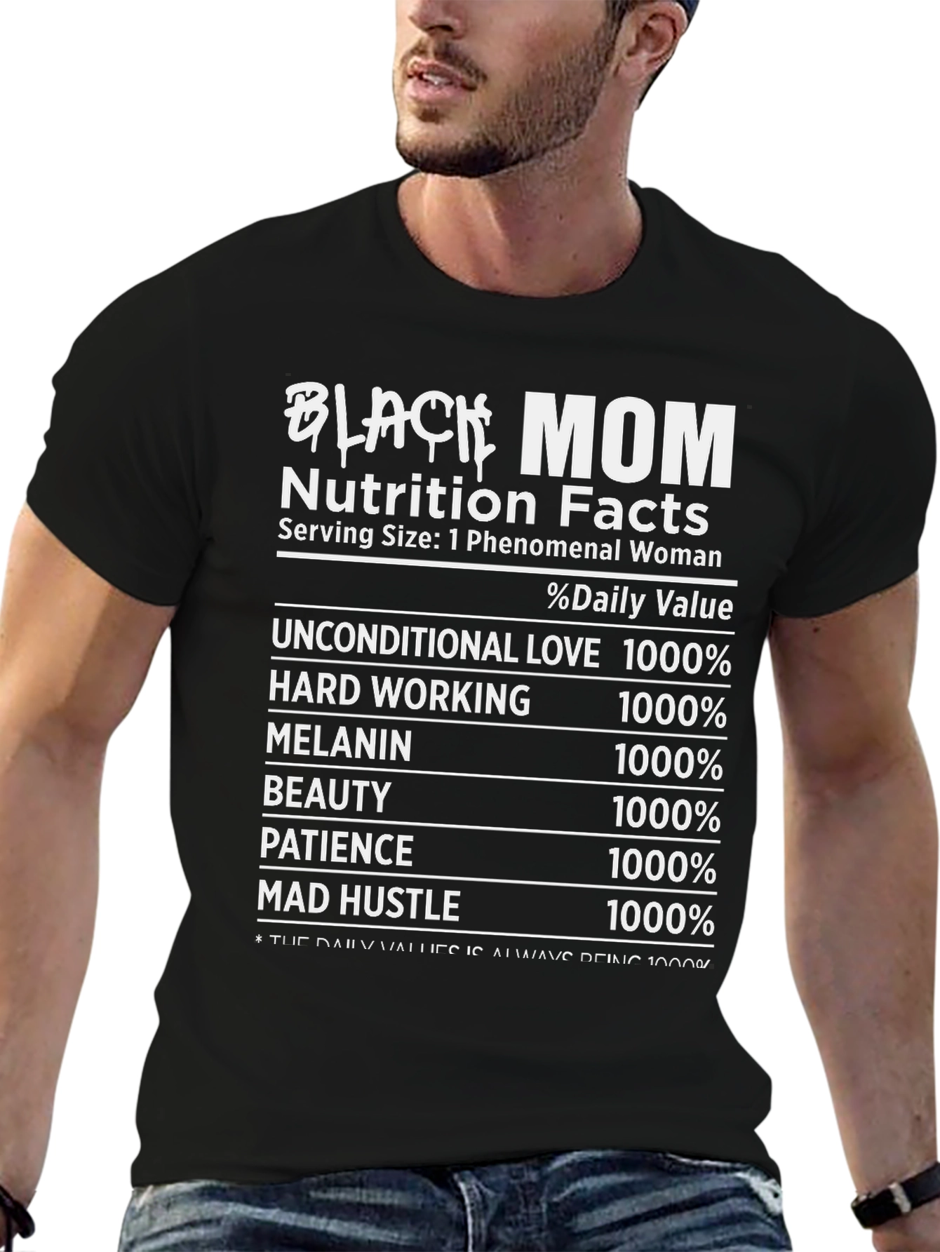 Black Mom Nutrition Facts Graphic Tee