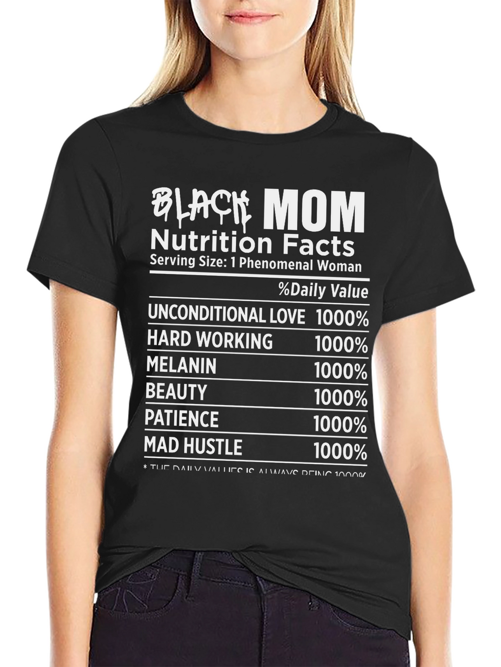 Black Mom Nutrition Facts Graphic Tee