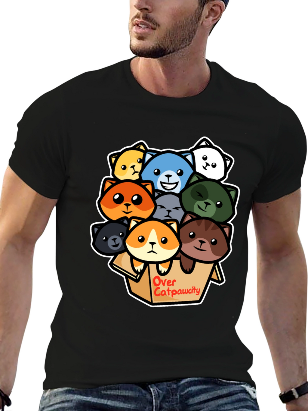 Over Catpawcity T-Shirt: Adorable Cartoon Cats Design