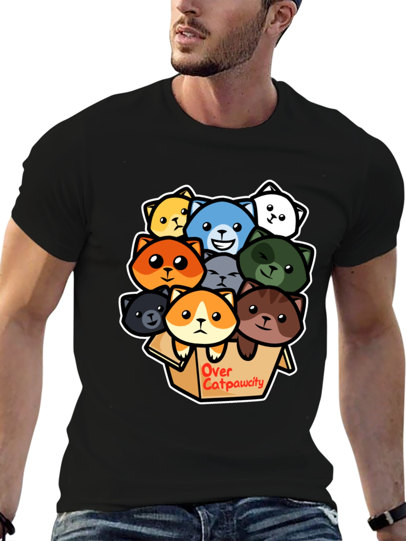 Over Catpawcity T-Shirt: Adorable Cartoon Cats Design