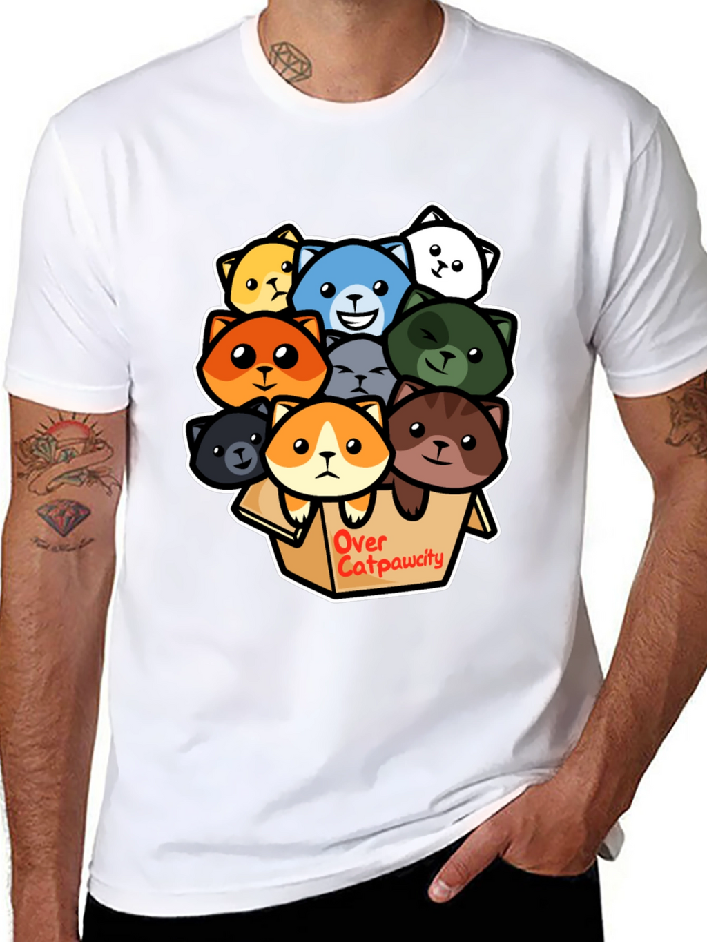 Over Catpawcity T-Shirt: Adorable Cartoon Cats Design