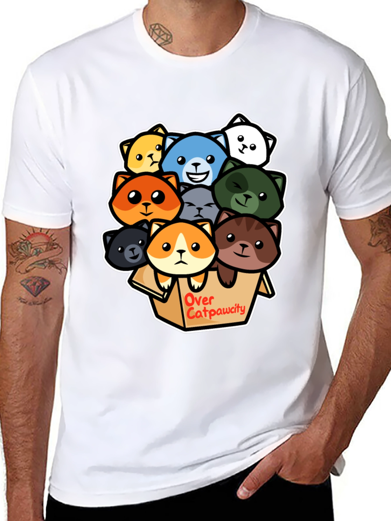 Over Catpawcity T-Shirt: Adorable Cartoon Cats Design
