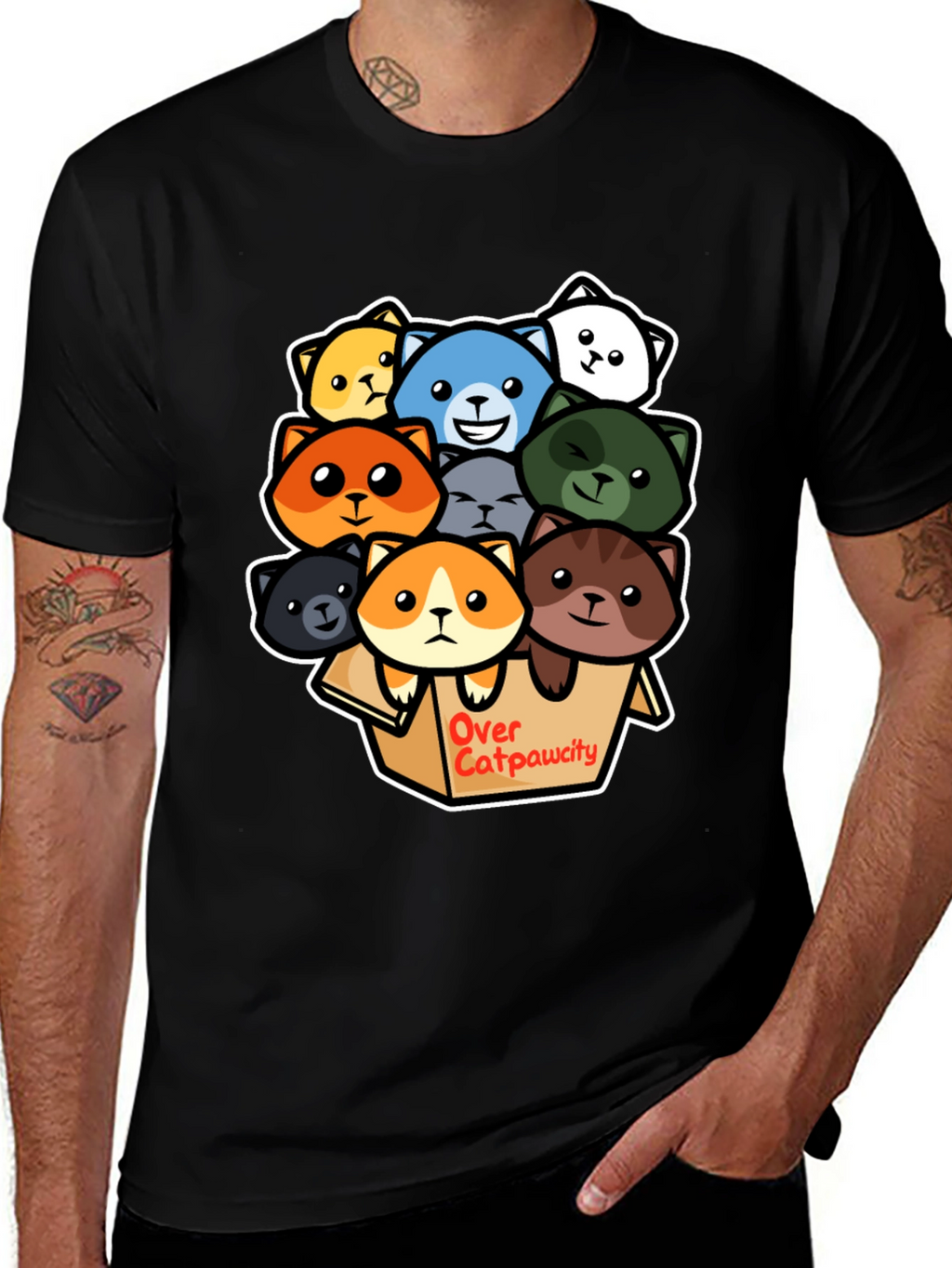 Over Catpawcity T-Shirt: Adorable Cartoon Cats Design