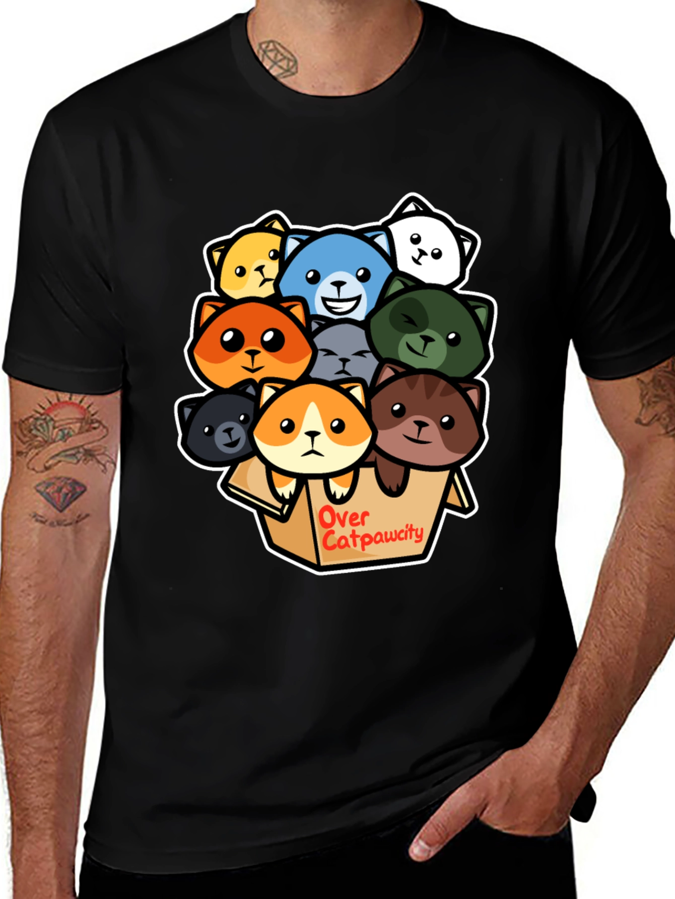 Over Catpawcity T-Shirt: Adorable Cartoon Cats Design