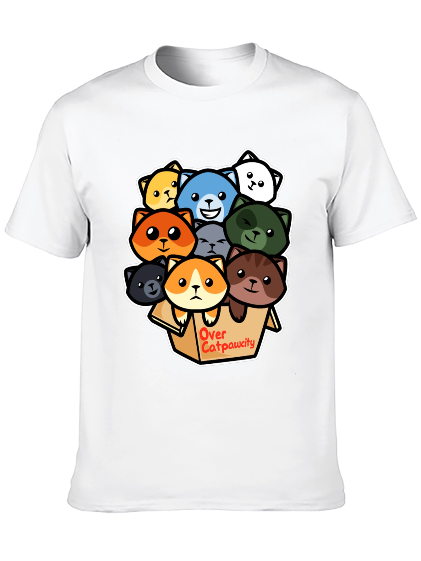 Over Catpawcity T-Shirt: Adorable Cartoon Cats Design