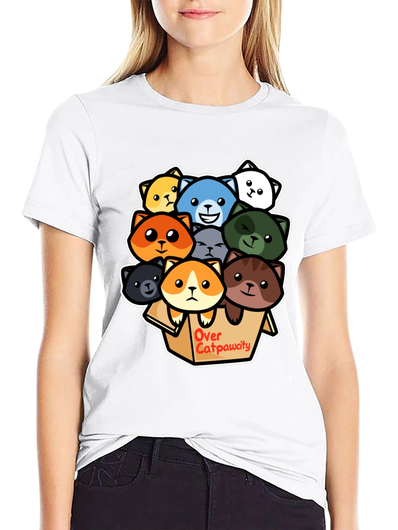 Over Catpawcity T-Shirt: Adorable Cartoon Cats Design
