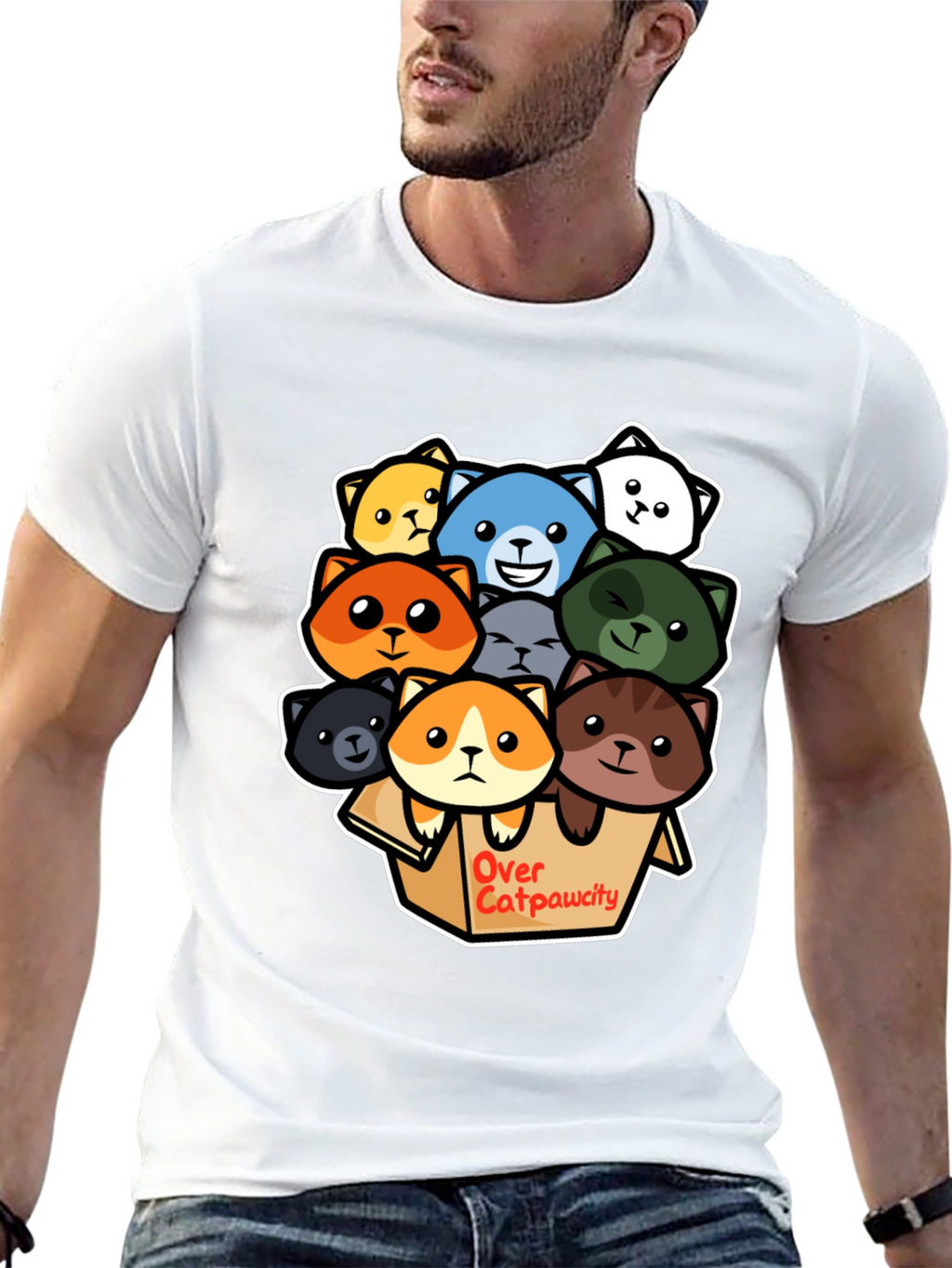 Over Catpawcity T-Shirt: Adorable Cartoon Cats Design