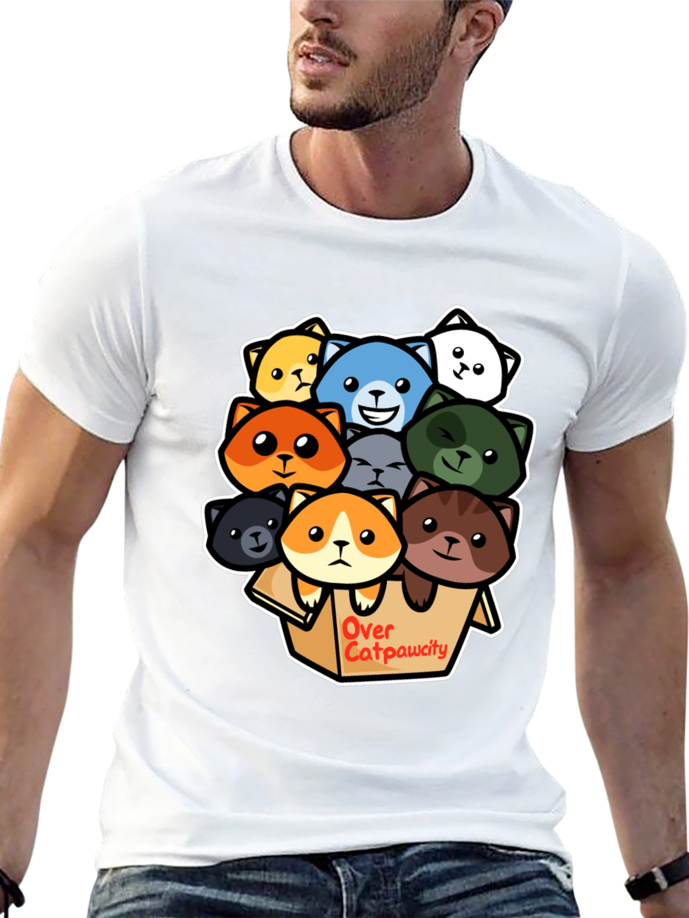 Over Catpawcity T-Shirt: Adorable Cartoon Cats Design