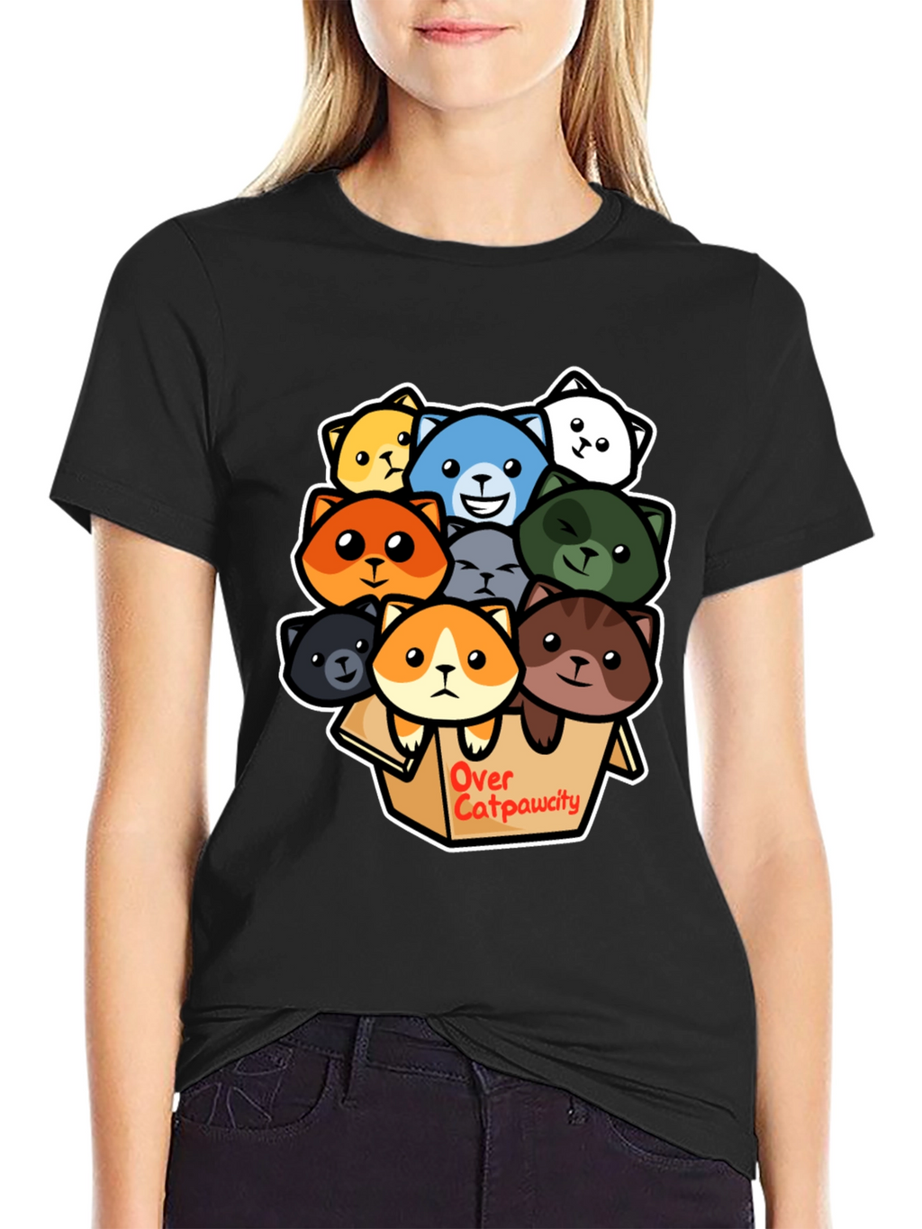 Over Catpawcity T-Shirt: Adorable Cartoon Cats Design