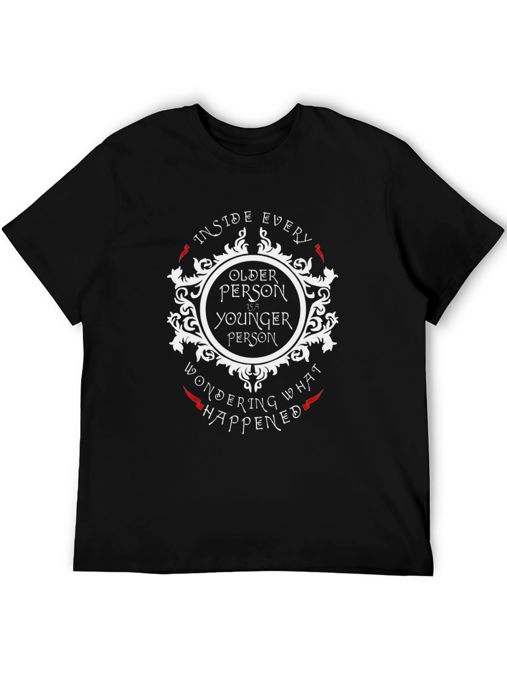 Older Younger Person Black Graphic Tee