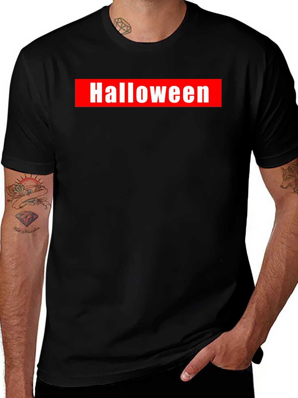 Halloween Graphic Tee - Red & White on Black