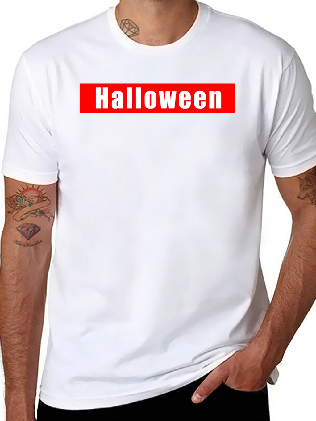 Halloween Graphic Tee - Red & White on Black