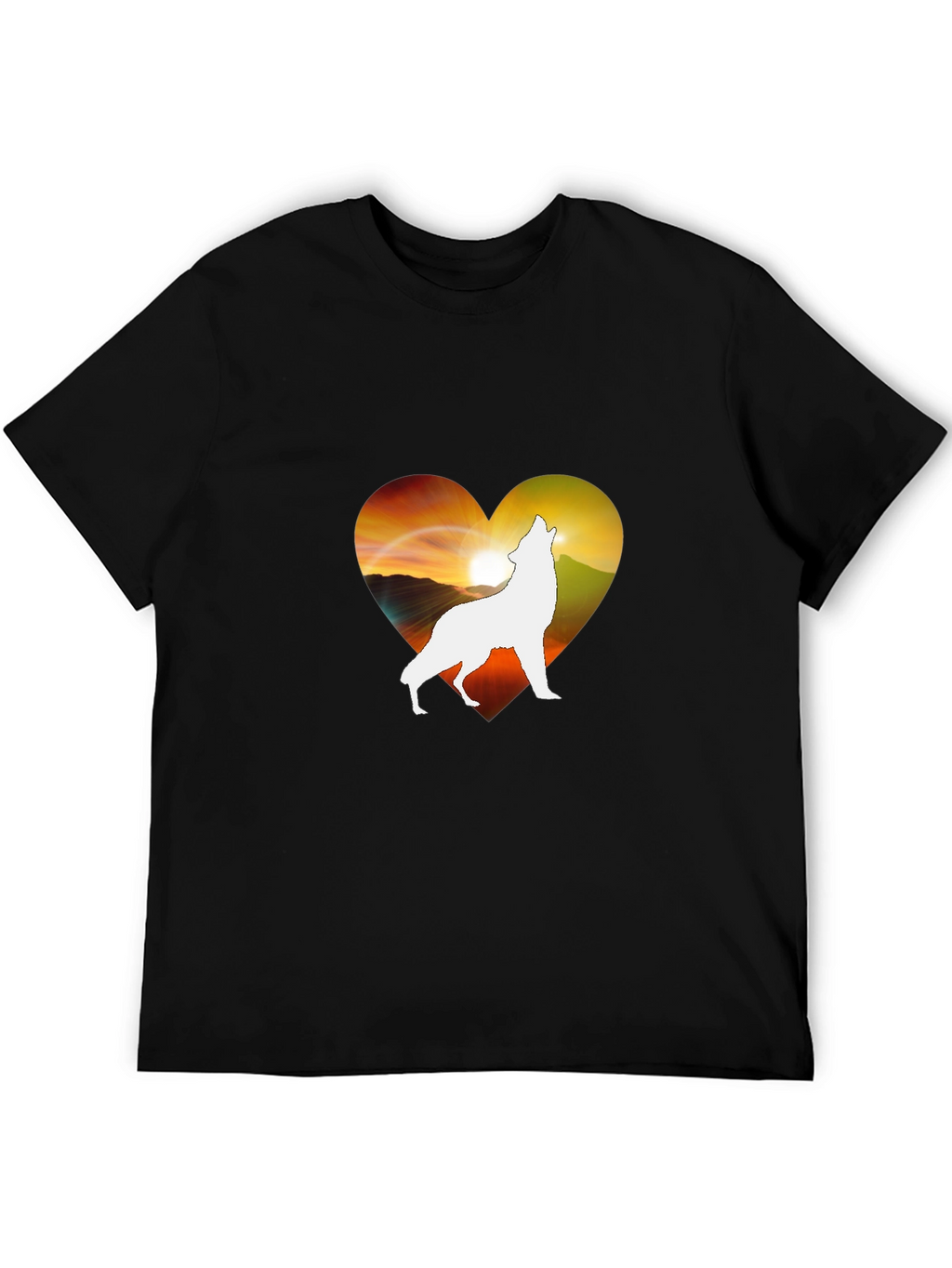 Wolf Heart Silhouette T-Shirt - Unique Graphic Tee
