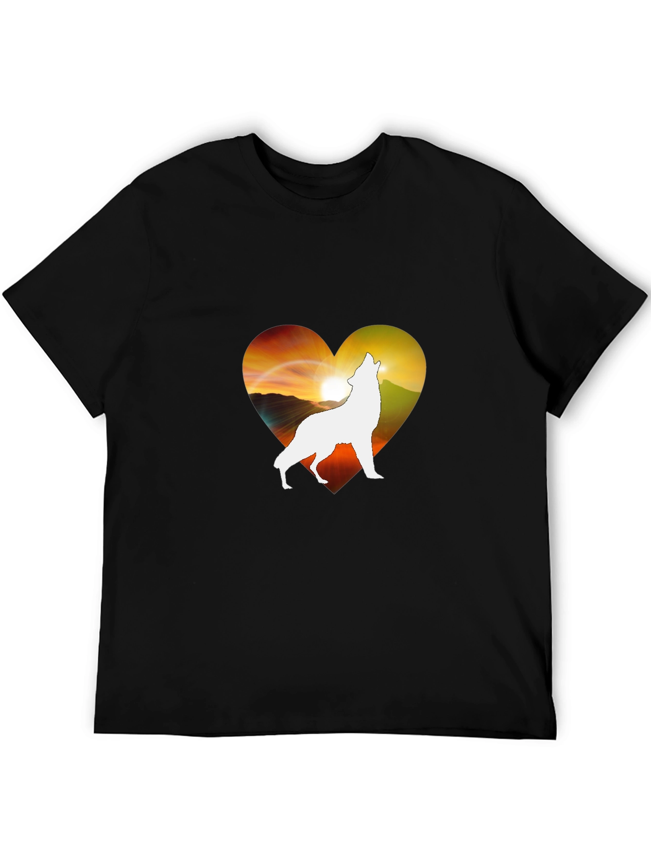 Wolf Heart Silhouette T-Shirt - Unique Graphic Tee