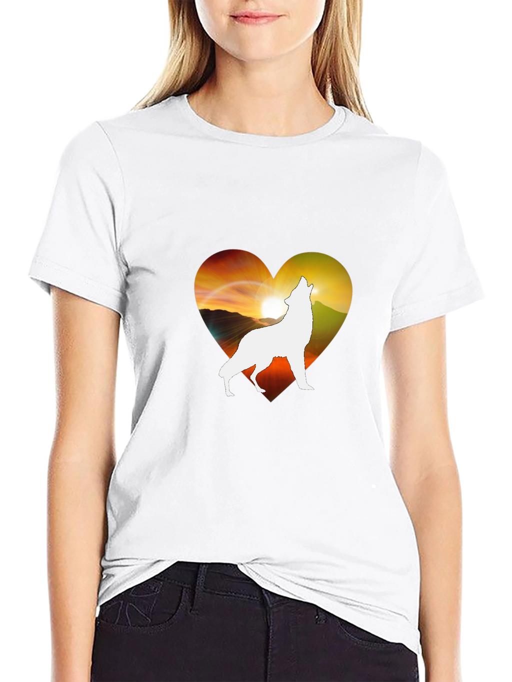 Wolf Heart Silhouette T-Shirt - Unique Graphic Tee