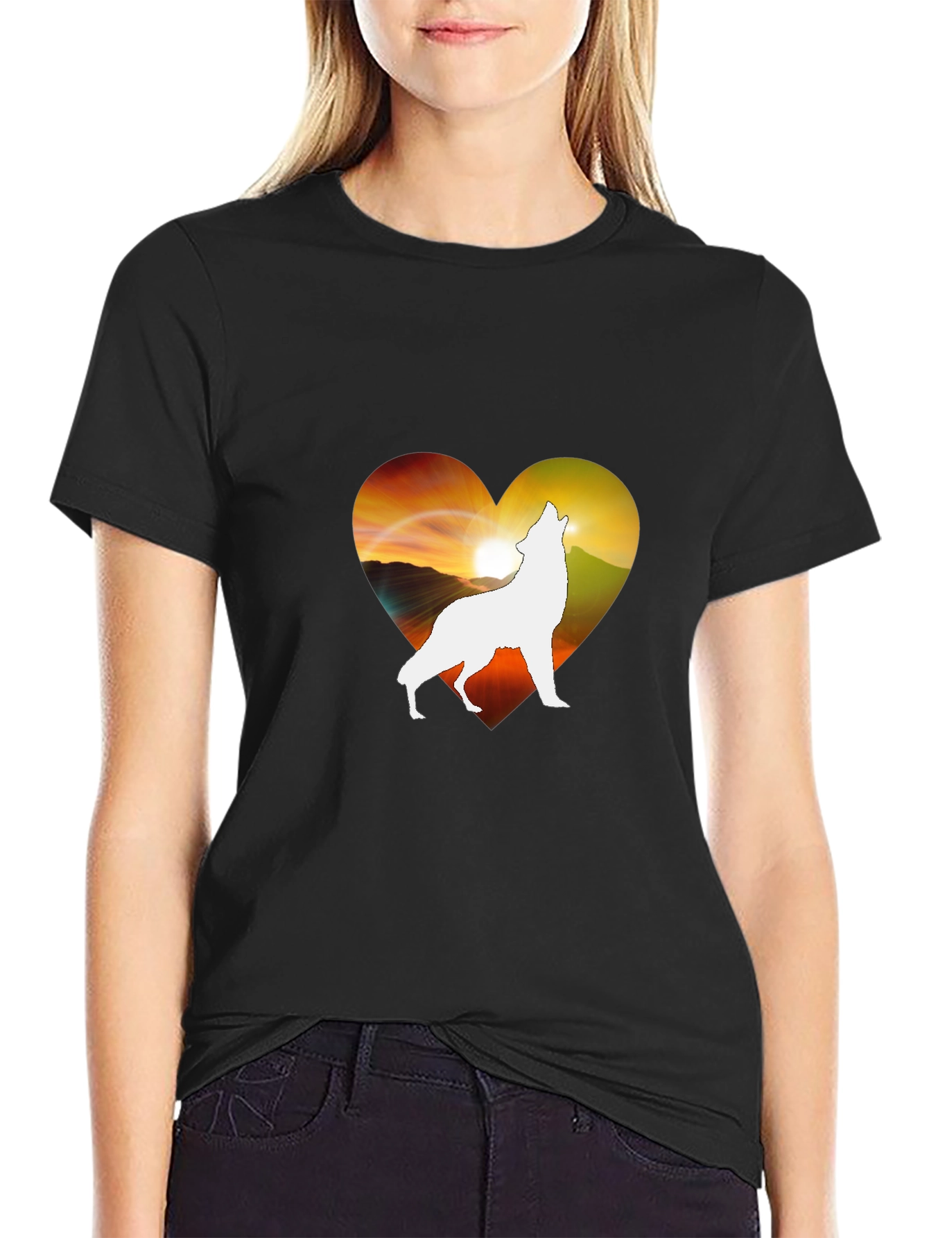 Wolf Heart Silhouette T-Shirt - Unique Graphic Tee
