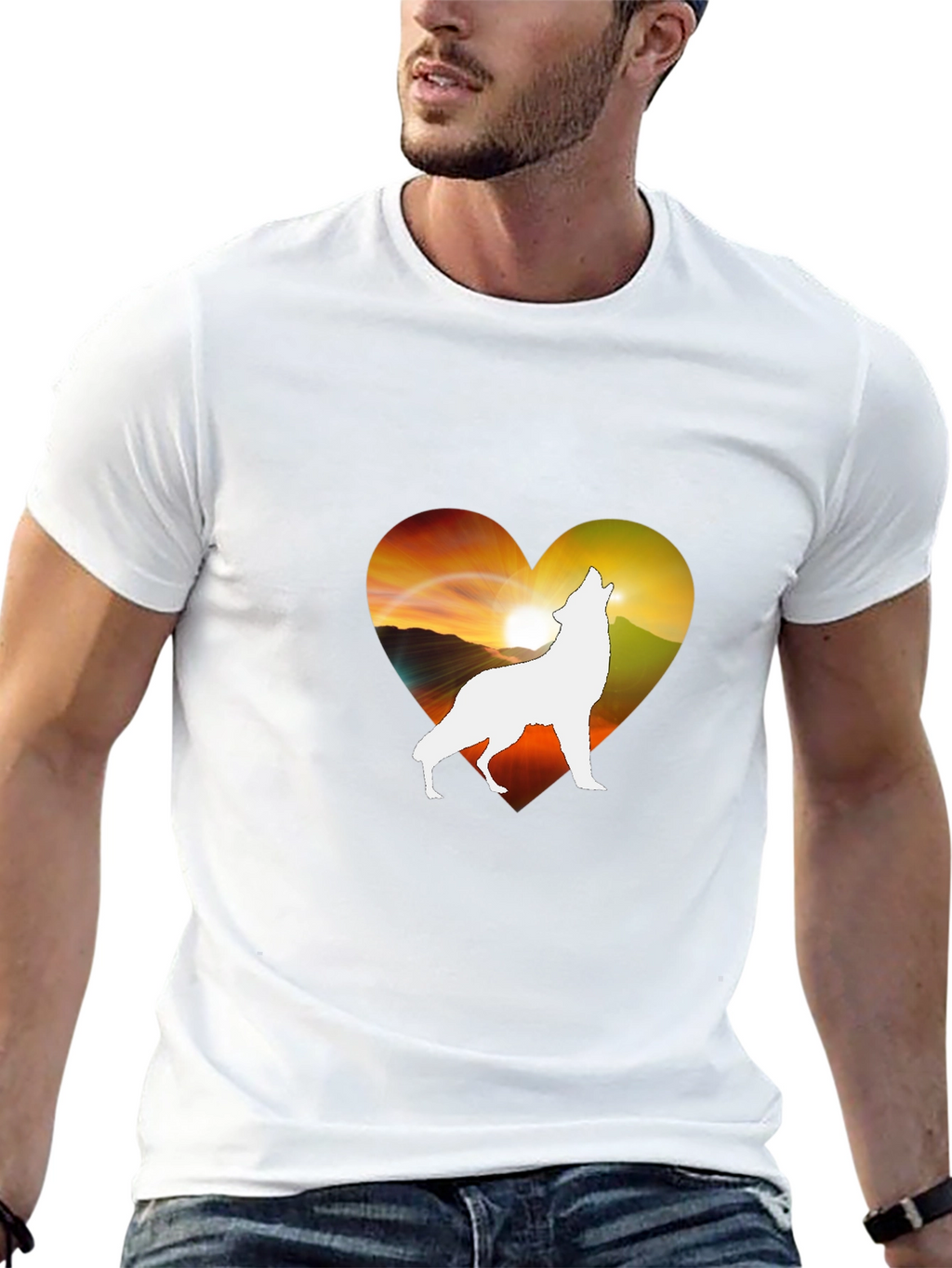 Wolf Heart Silhouette T-Shirt - Unique Graphic Tee