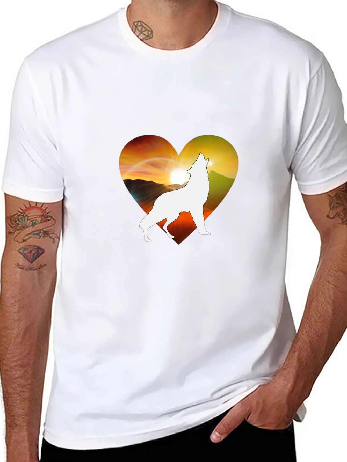Wolf Heart Silhouette T-Shirt - Unique Graphic Tee