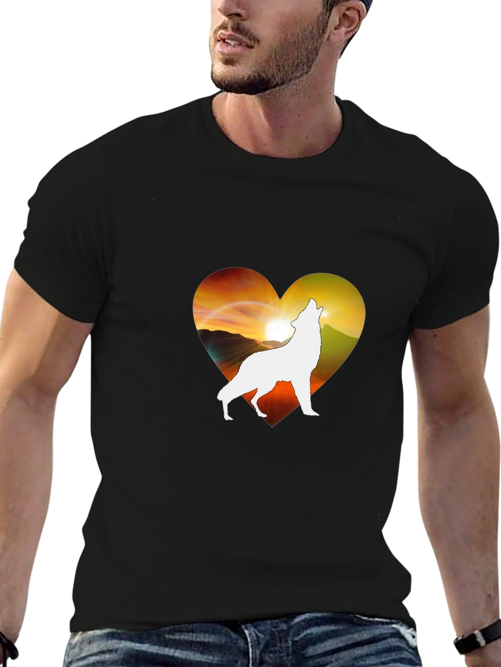 Wolf Heart Silhouette T-Shirt - Unique Graphic Tee