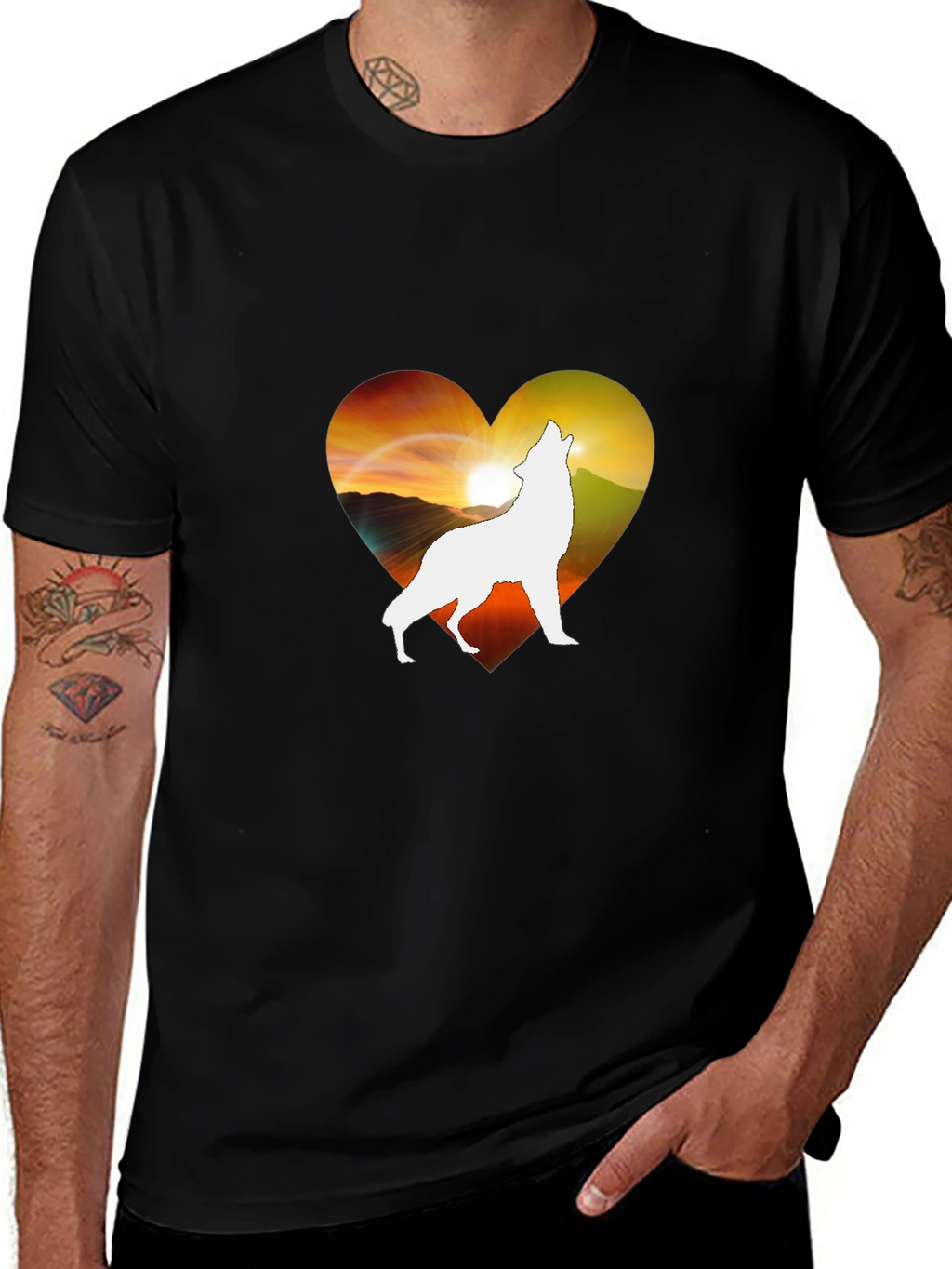 Wolf Heart Silhouette T-Shirt - Unique Graphic Tee