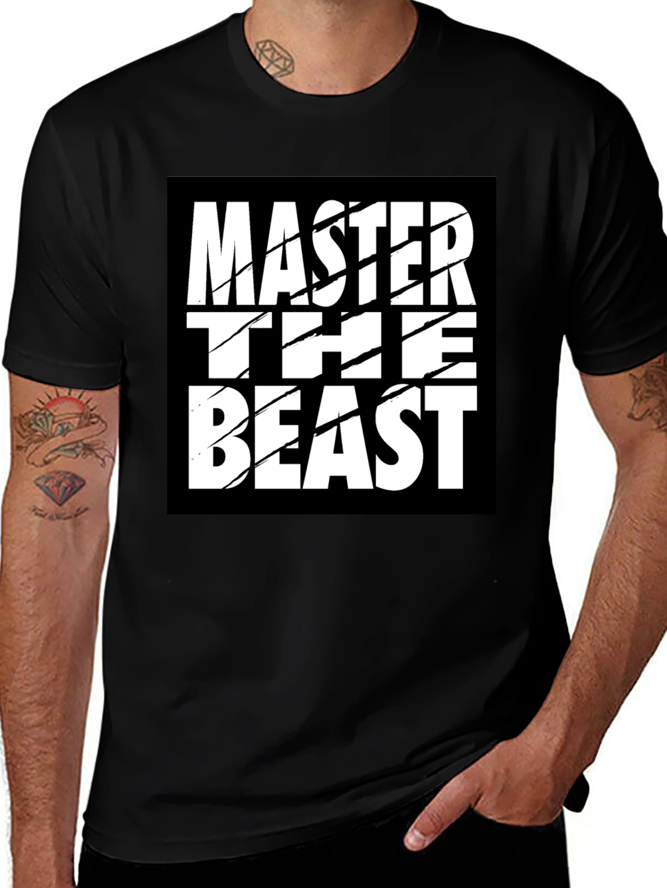 Master the Beast Black Graphic Tee Shirt