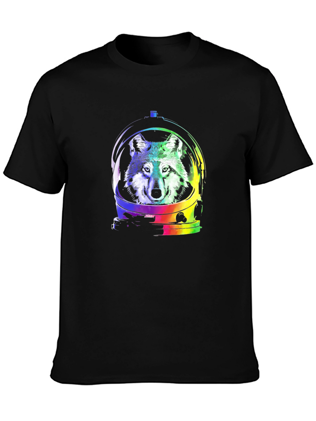 Wolf Astronaut Graphic Tee - Black Cotton T-Shirt