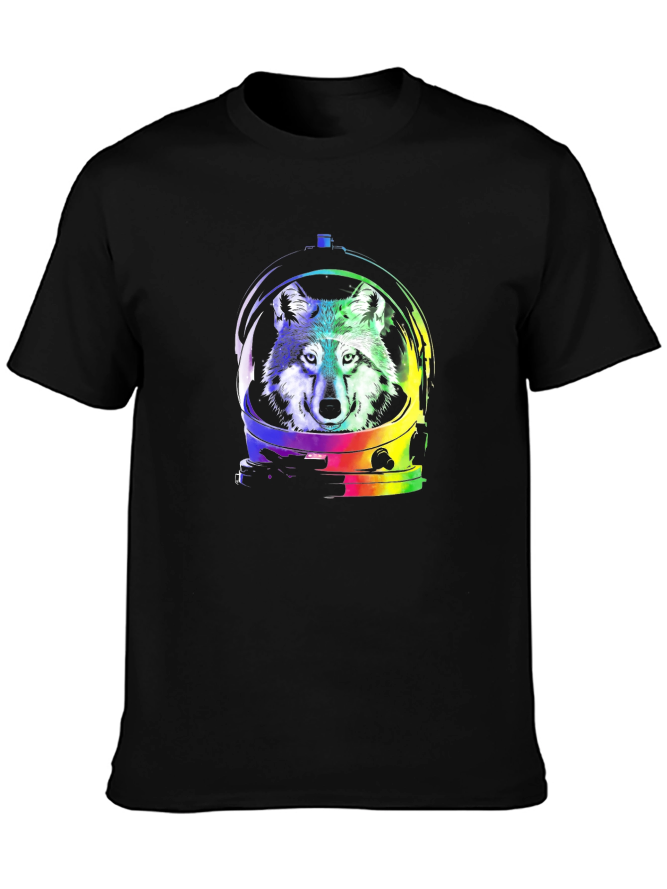 Wolf Astronaut Graphic Tee - Black Cotton T-Shirt