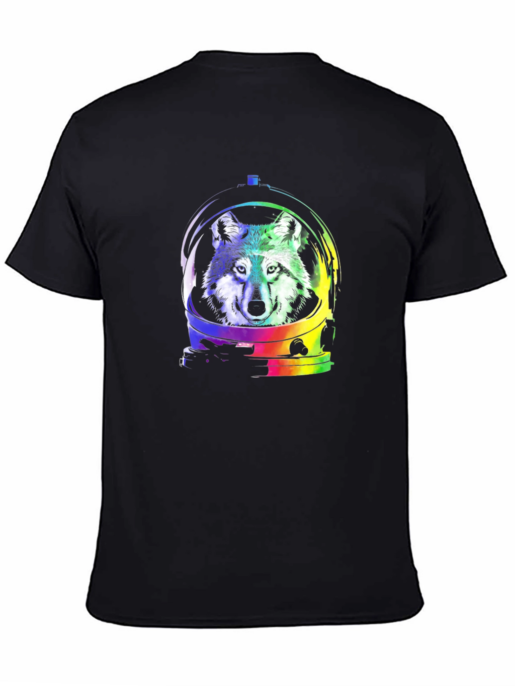 Wolf Astronaut Graphic Tee - Black Cotton T-Shirt