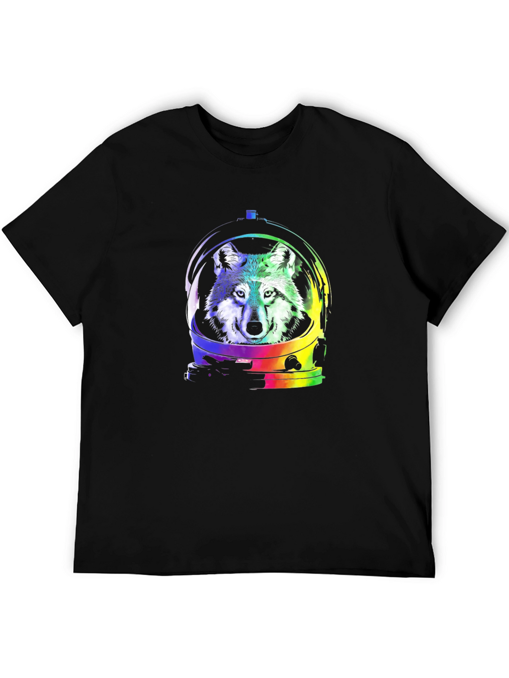 Wolf Astronaut Graphic Tee - Black Cotton T-Shirt