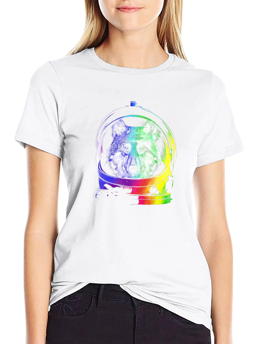 Wolf Astronaut Graphic Tee - Black Cotton T-Shirt
