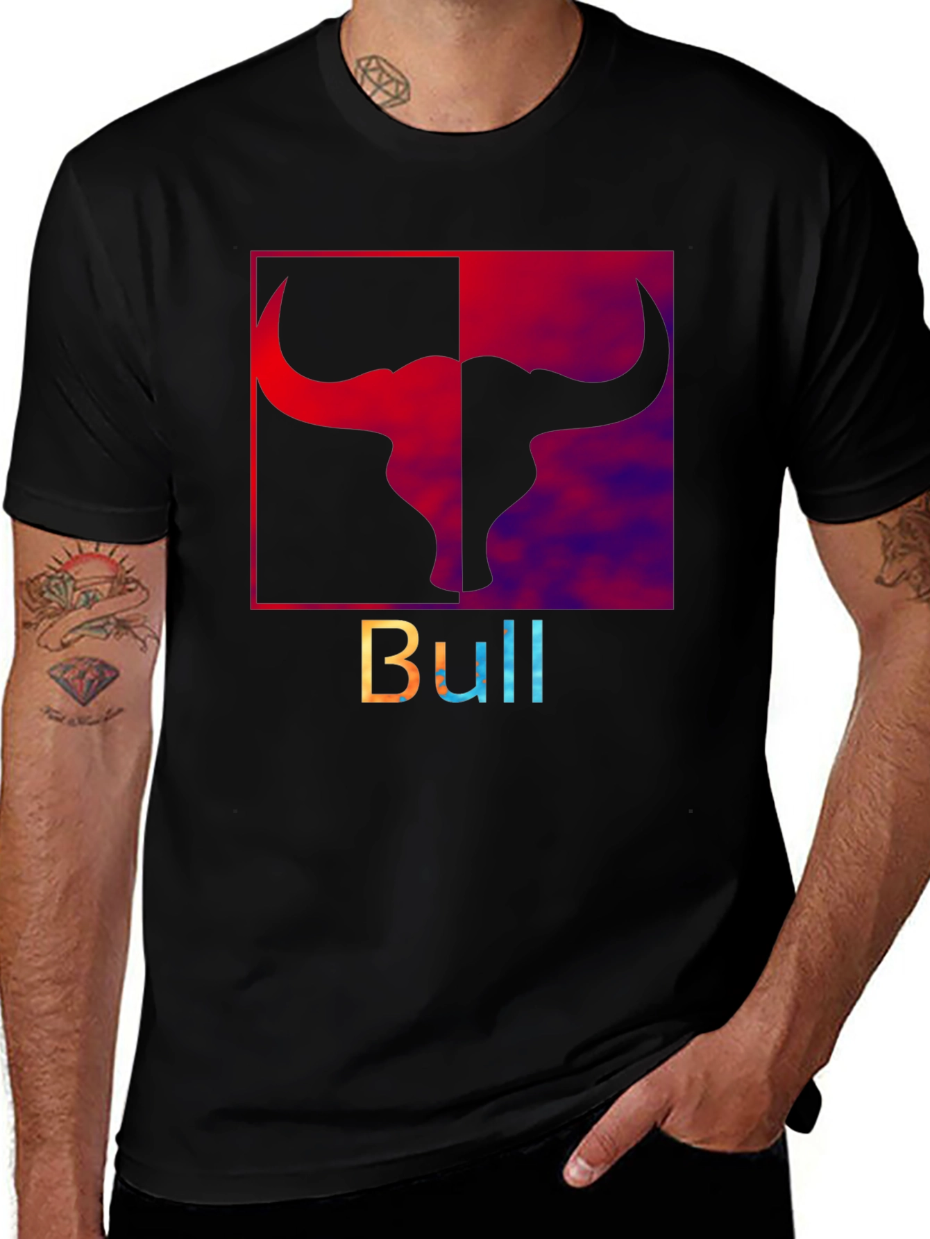 Bold Bull Graphic Tee - Stylish Mens Black T-Shirt