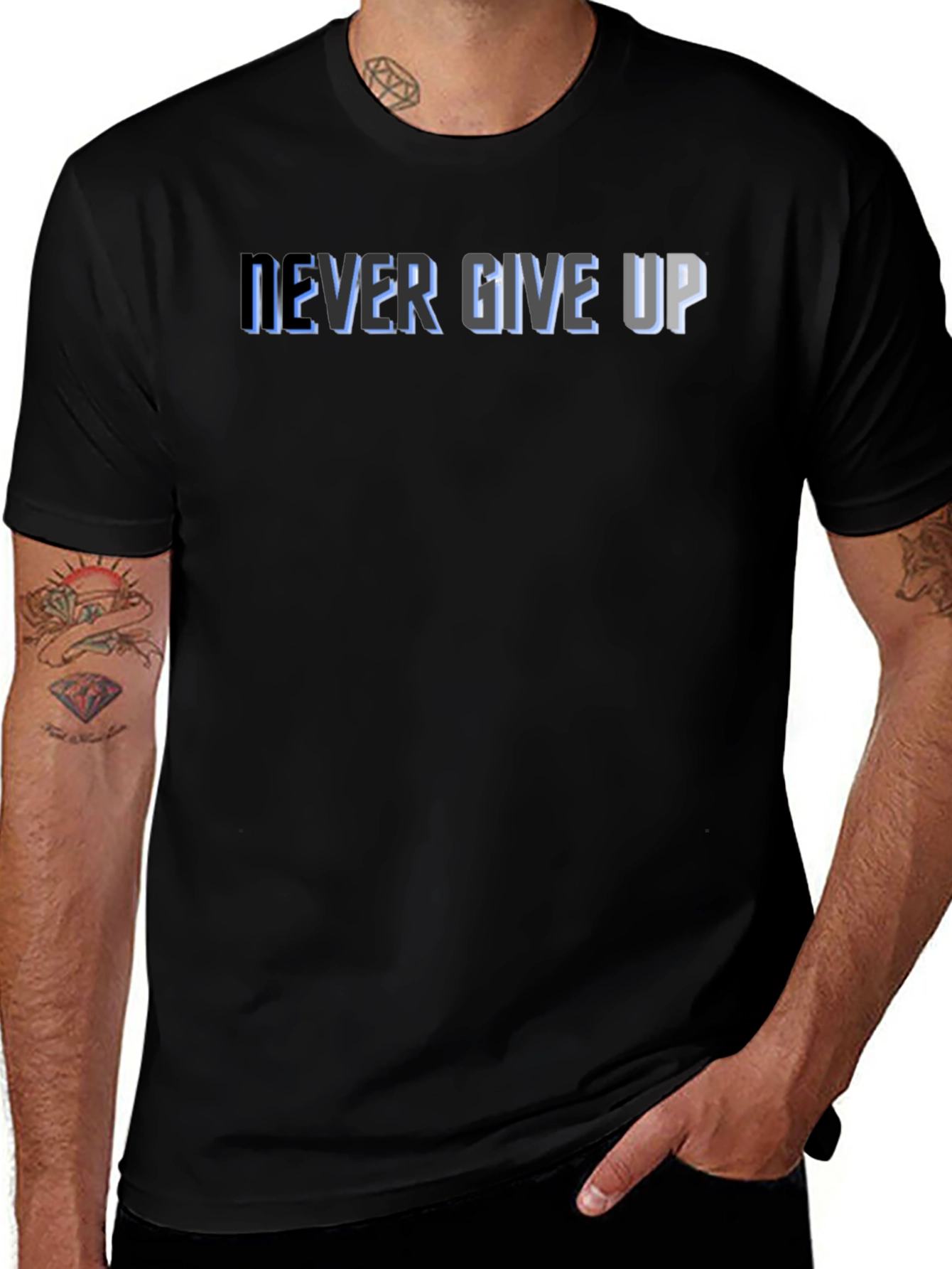 Never Give Up Graphic Tee - Motivational T-Shirt