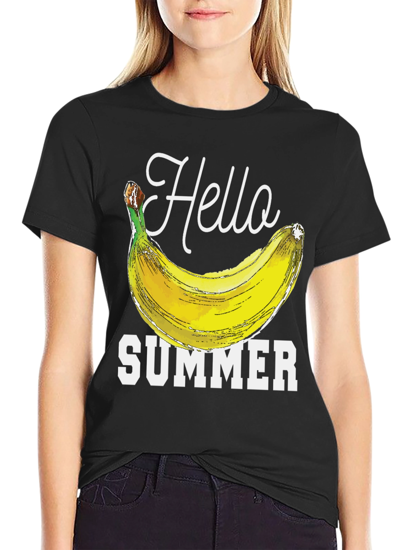 Hello Summer Banana Graphic Tee - Black