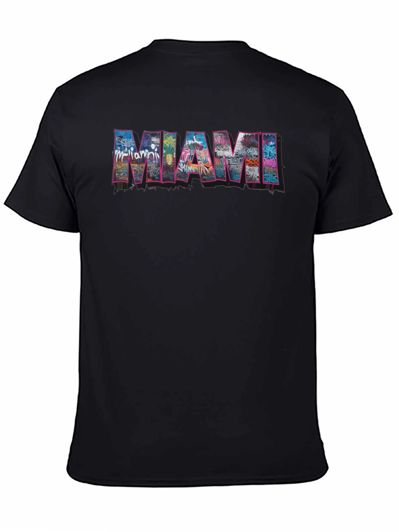 Miami Graffiti Art Graphic Black T-Shirt