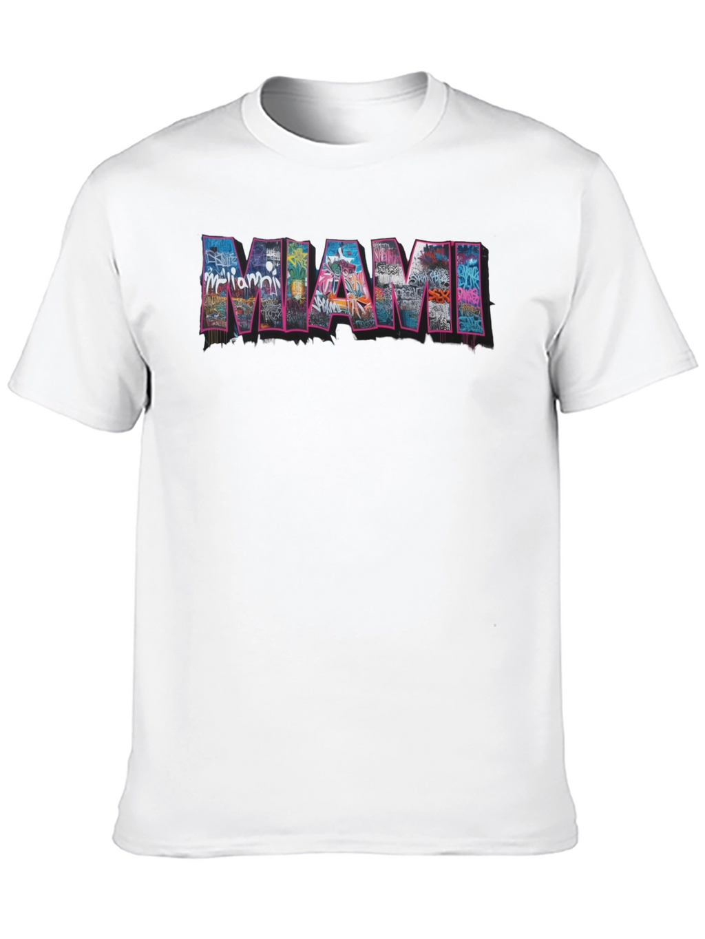 Miami Graffiti Art Graphic Black T-Shirt