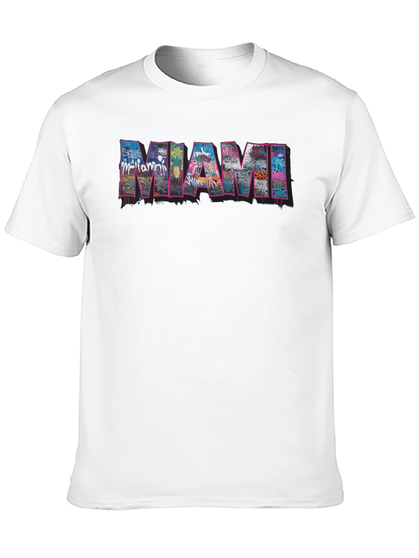 Miami Graffiti Art Graphic Black T-Shirt