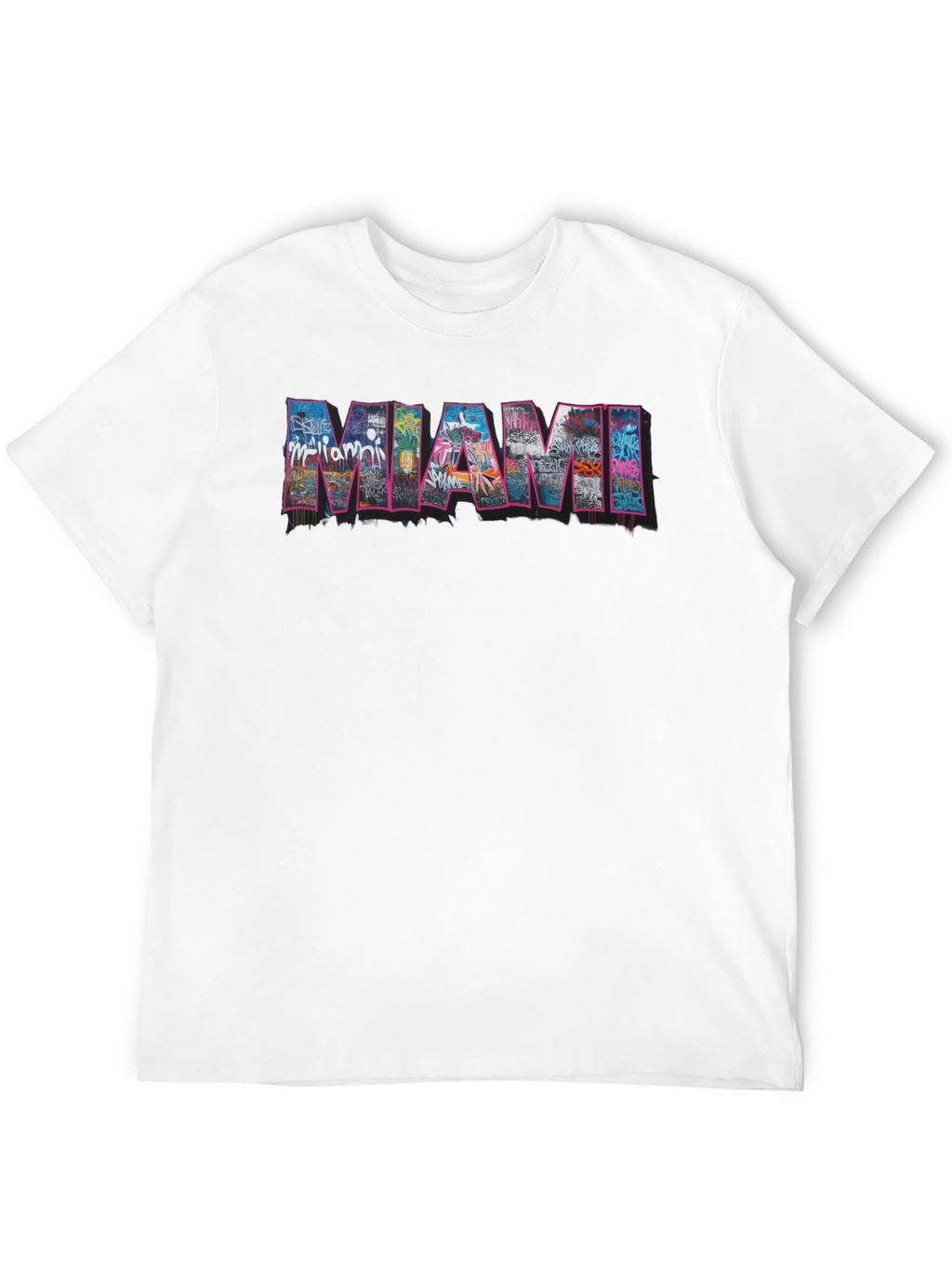 Miami Graffiti Art Graphic Black T-Shirt