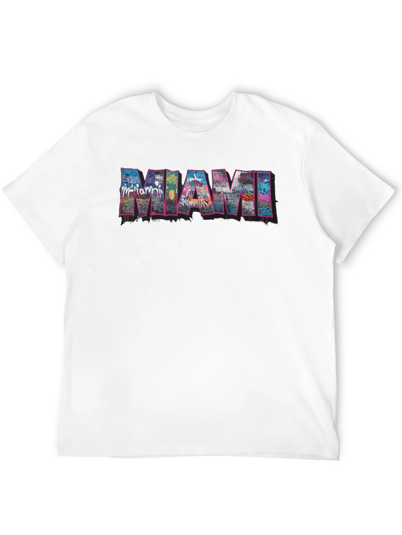 Miami Graffiti Art Graphic Black T-Shirt