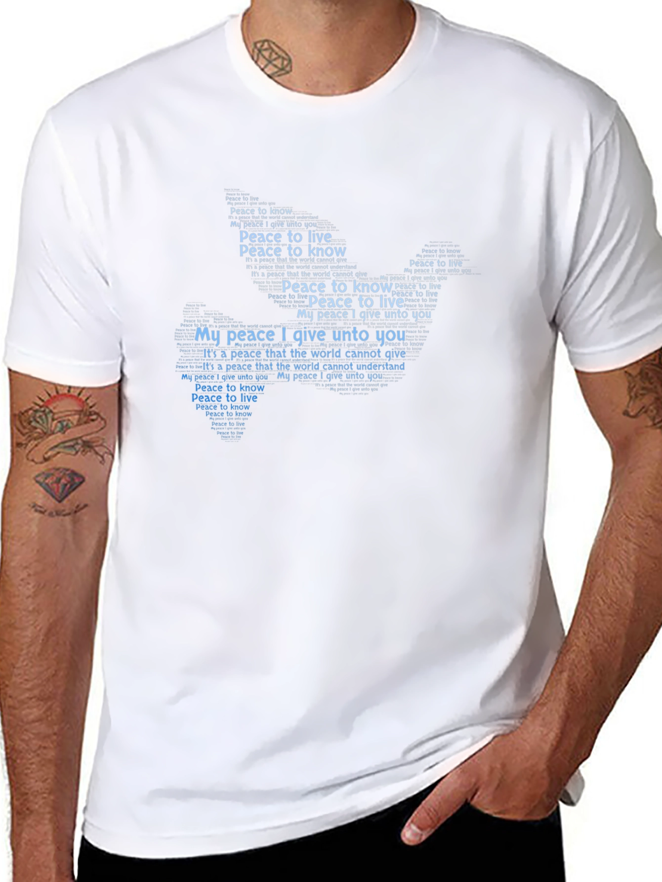 Peace Dove Word Art Graphic T-Shirt